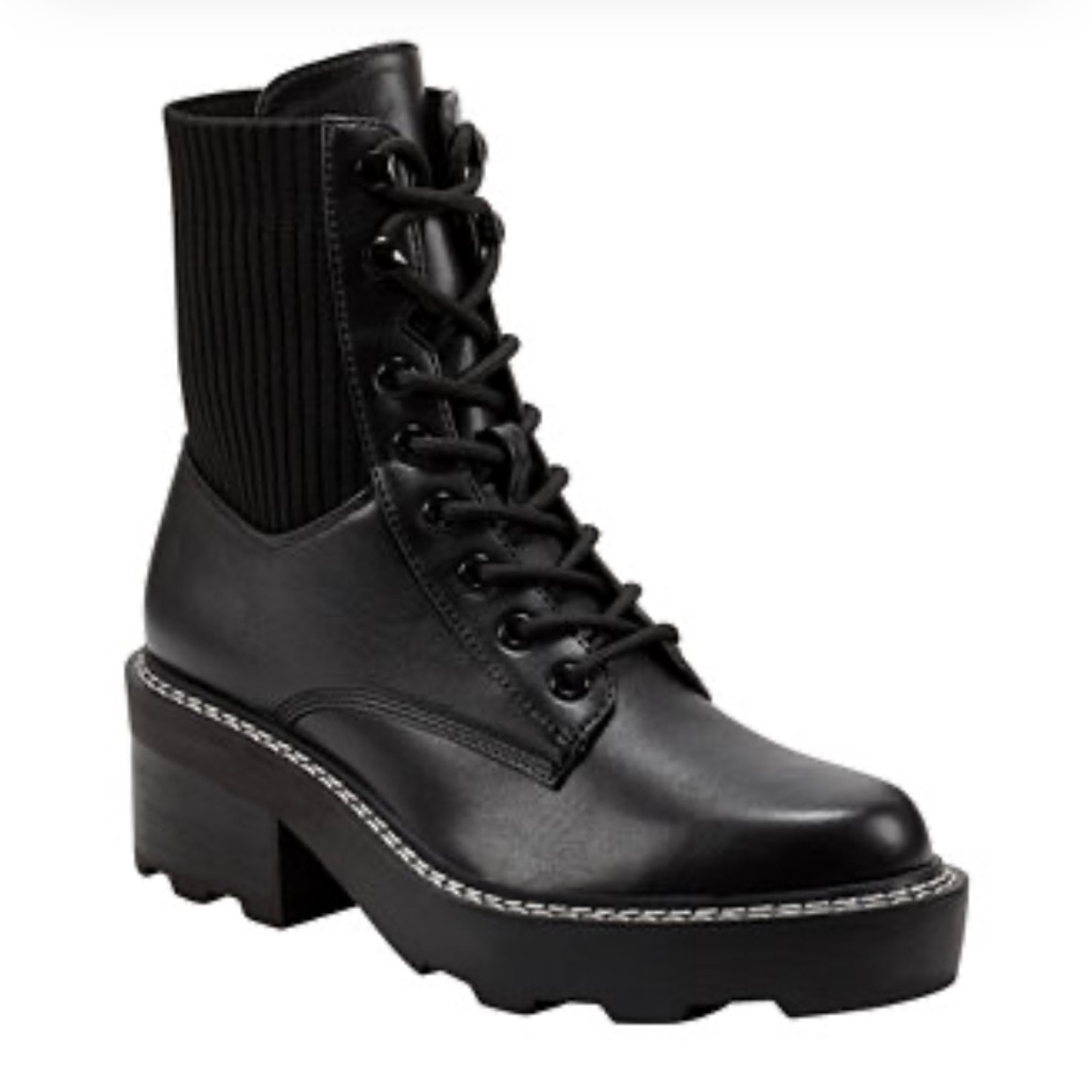 50%Offw Marc Fisher Women's Faux Leather Black Lug Sole Boots 7.5
